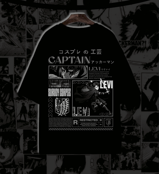 "Captain Levi : Ackerman's Wrath, Premium Oversized 240 GSM Tee"