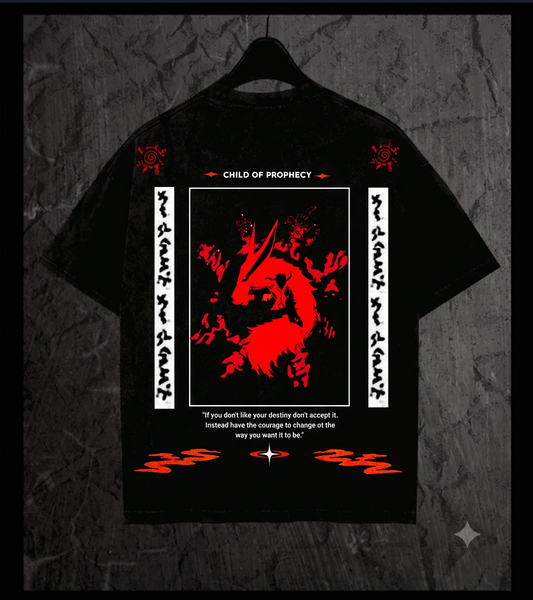 NARUTO UZUMAKI - "CHILD OF PROPHECY" - Premium Oversized Acid Wash [240 GSM] Tee