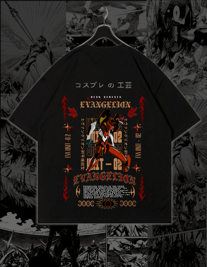 EVA - UNIT - 02 - SYNCHRONIZATION - Evangelion 240 GSM Oversized Tee